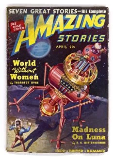 Amazing Collection: Robot Saves Humanity, Amazing Stories Scifi Magazine Cover