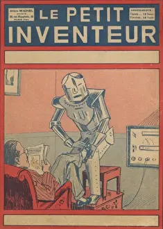 Arm Chair Prints: Robot servant polishing shoes