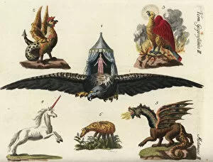 Roc, basilisk, phoenix, unicorn, vegetable lamb, and dragon