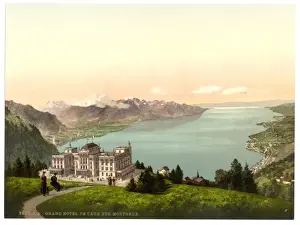 Rochers Prints: Rochers de Naye, and Hotel de Caux, Geneva Lake, Switzerland