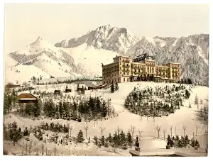 Rochers Prints: Rochers de Naye, and Hotel de Caux, in winter, Geneva Lake