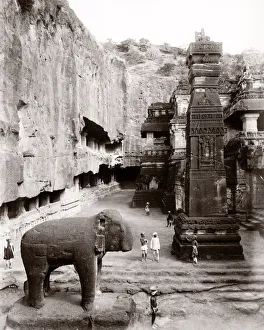 Rock cut elephant, Ellora caves, India