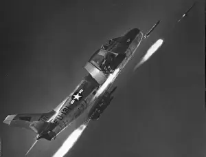 Rocket firing North American F-86A Sabre