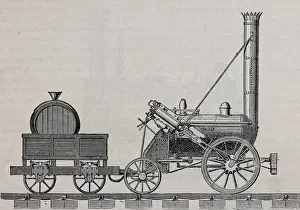 Stephenson Prints: Rocket steam engine designed by Stephenson, founder