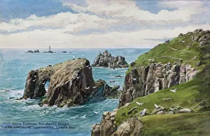 Longships Prints: Rocks and Longships Lighthouse, Land's End, Cornwall