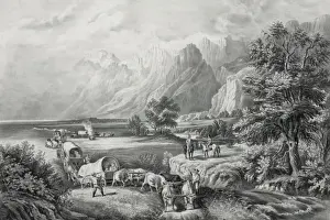 Emigrants Prints: The Rocky Mountains : emigrants crossing the plains