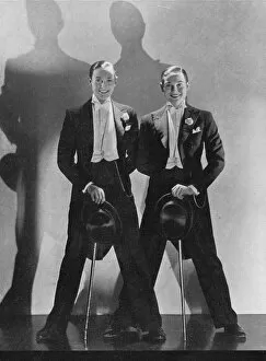 Twins Collection: The Rocky Twins with top hat and canes, late 1920s