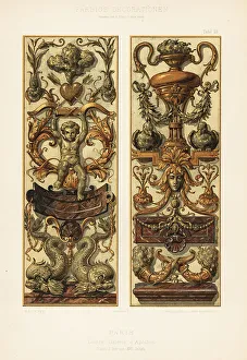 Ernst Wasmuth Prints: Rococo panels in the Louvre, Paris, 17th century