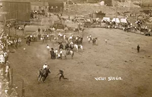 Rodeo scene at Victor, Colorado, USA