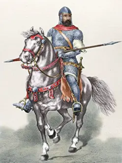 Conqueror Prints: Rodrigo Diaz de Vivar (c. 1043-1099), known as El Cid, riding