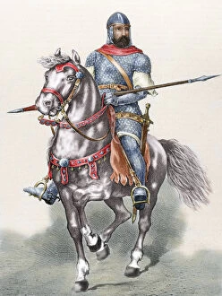 Rodrigo Collection: Rodrigo Diaz de Vivar (c. 1043-1099), known as El Cid, riding
