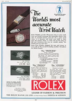 Images Dated 22nd October 2015: Rolex wrist watch advertisement, 1931