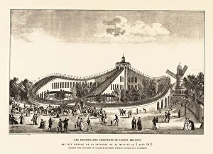 Roller coasters in the Beaujon Gardens, Paris, 1817