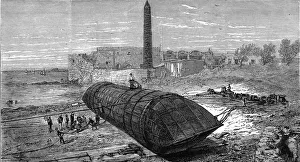 Images Dated 22nd February 2005: Rolling the Obelisk Ship Cleopatra down the Alexandra Beac