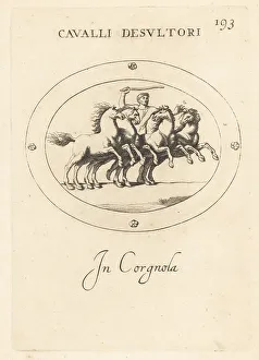 Carnelian Prints: Roman acrobat or desultor with four galloping horses