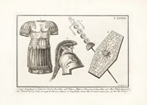 Roman armour, signum and scutum, Greek helmet