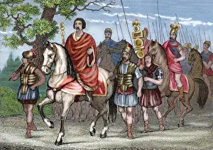 Troop Prints: Roman Army. Colored engraving