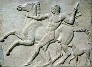 Villa Gallery: Roman art. Boy with horse (possible CastorI. Marble. Relief