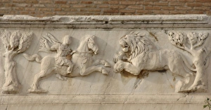 Images Dated 7th June 2007: Roman Art. Greece. Relief in a Roman tomb around the Odeon