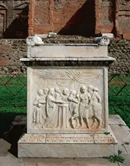 Bas Relief Prints: Roman Art. Italy. Pompeii. Altar of Vespasian, (69-79 CE). T