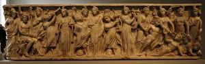 Roman Art. Marble sarcophagus with the contest between the M