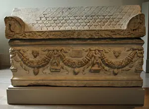 Medusa Prints: Roman Art. Marble sarcophagus with garlands. Ca. 200-225