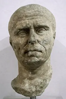 Roman Art. An old man head. 1st century B. C