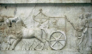 ROMAN ART. Roman marble relief from a conmmemorative monumen
