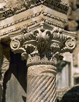 Theater Prints: Roman Art. Roman theater of Hierapolis. Chapiter. Turkey