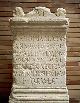 Stele Prints: Roman Art. Spain. Altar stone. Inscription: Caecilia Moscich