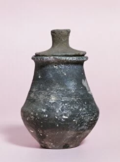 Ampurias Gallery: Roman Art. Spain. Small cylindrical terracotta pot. Date unk