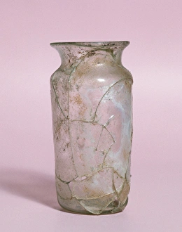 Roman Art. Spain. Small jar for ointments with neck. Clear b Roman Art. Spain. Small jar for ointments with neck. Clear b