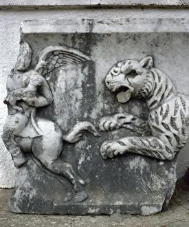 Anatolia Prints: Roman art. Turkey. Mileto. Relief of Cupid and Panther