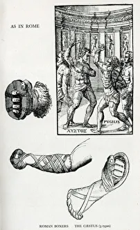 Images Dated 21st September 2018: Roman boxing scene and three types of Cestus