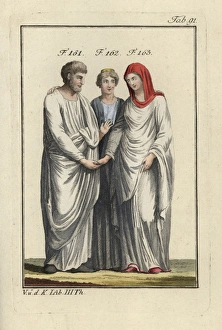 Juno Collection: Roman bride and groom with the goddess Juno