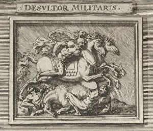 Nuremberg Prints: A Roman cavalryman or desultor leaping across two horses