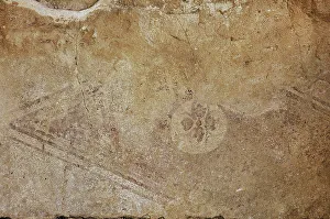 Santiago Prints: Roman city of Mirobriga. Detail of remains of a fresco