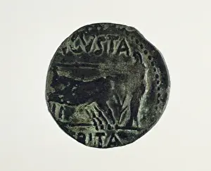 Coinage Prints: Roman coin. As. Reverse. 1st century BC. Decoration: Merida