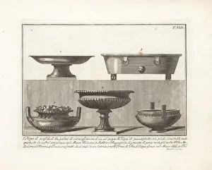 Vatican Museum Prints: Roman cups, basins and baths