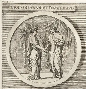 Nuremberg Prints: Roman Emperor Vespasian and his wife Flavia Domitilla Major