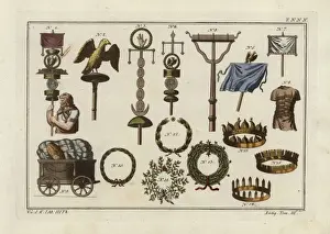 Robertvonspalart Prints: Roman ensigns, baggage chariot and crowns