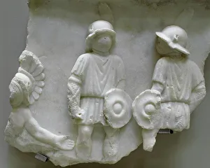Roman Era. Relief depicting two gladiators in combat