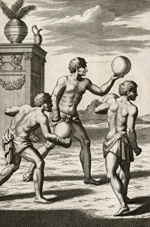 Images Dated 18th July 2017: The Roman game of Pila using a follis inflated ball