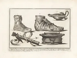 Ancient Egyptians Prints: Roman Imperial boot, Greek boot, Dacian bow, etc