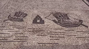 Images Dated 14th August 2005: Roman mosaic. Boat. Ostia Antica. Italy