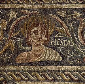 Augusta Gallery: Roman mosaic. Female figure depicting the Spring (Hestas). 4