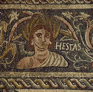 Antique Prints: Roman mosaic. Female figure depicting the Spring (Hestas). 4