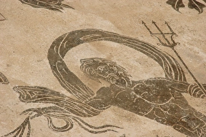 Images Dated 14th August 2005: Roman mosaic. Neptune riding a chariot. Ostia Antica. Italy
