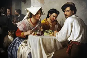 Danish Prints: In a Roman Osteria, 1866, by Carl Heinrich Bloch (1834-1890)