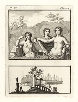 Antichità Gallery: Roman painting depicting two gods and a nymph